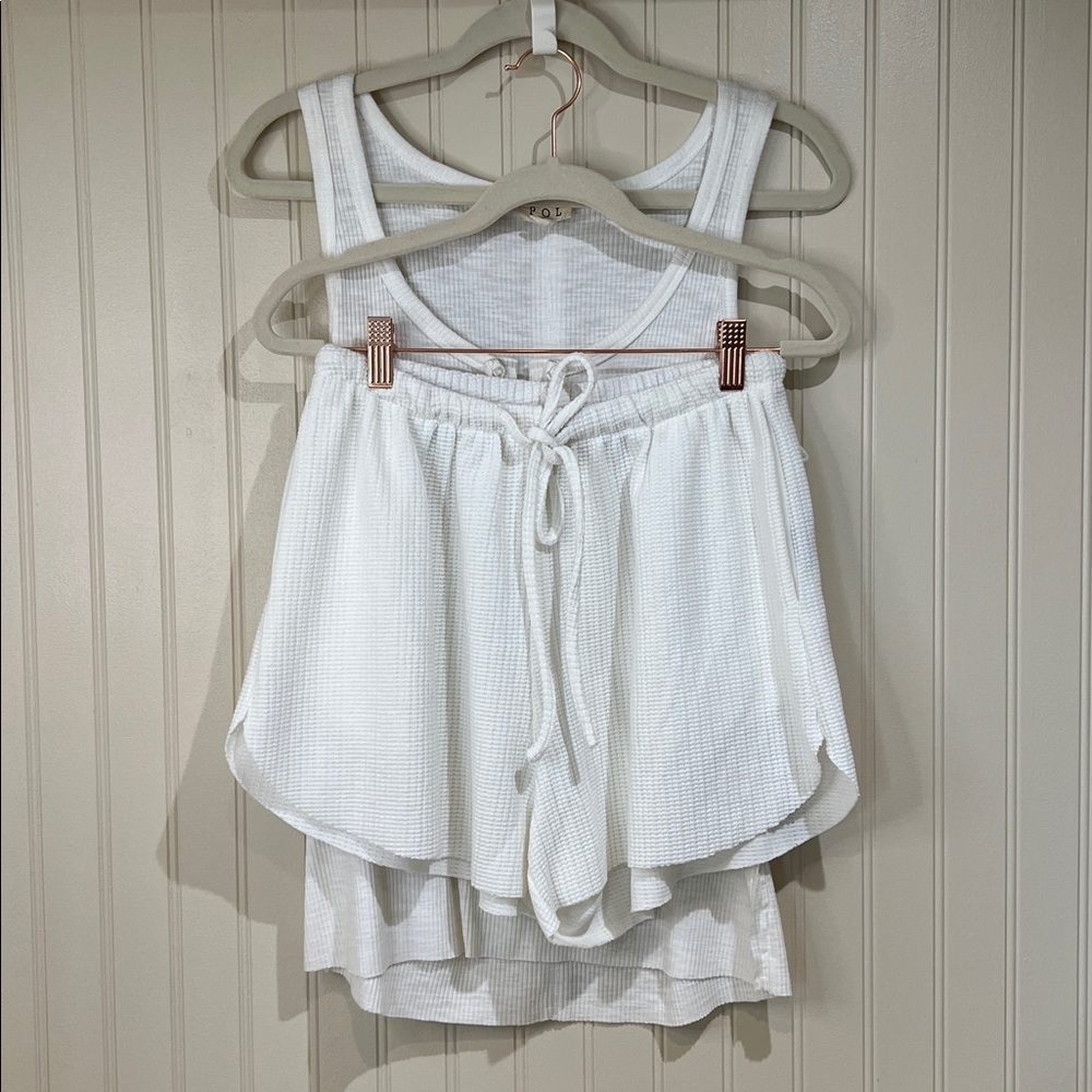 POL White sleeveless tank Short Lounge Set NWOT